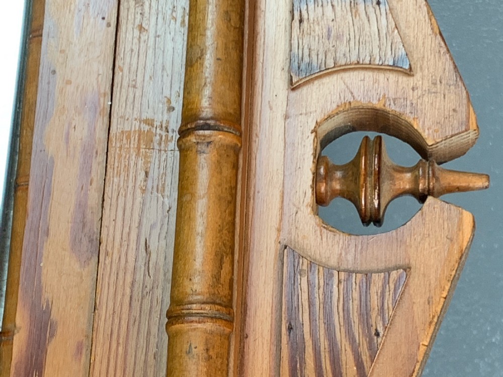 Antique French faux bamboo & pitch pine doll's armoire View III