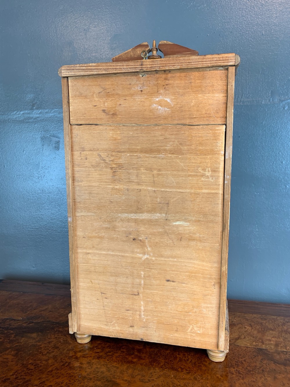 Antique French faux bamboo & pitch pine doll's armoire View VI