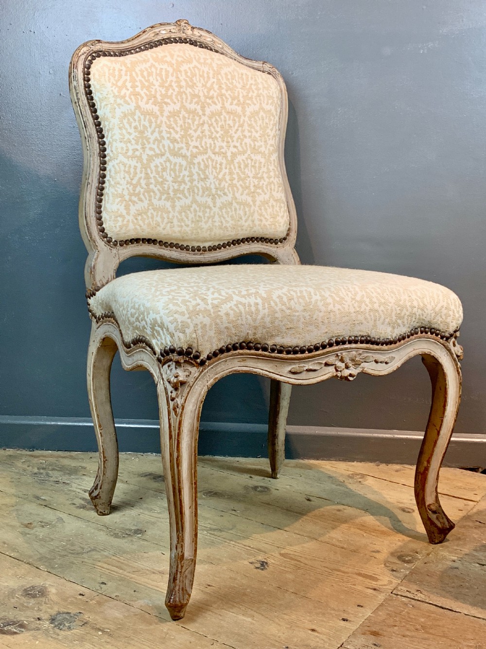 Pair of French 18th century Louis XV style chairs in original paint View IV
