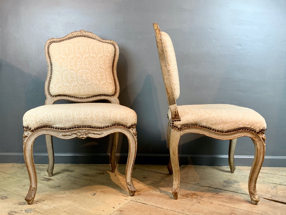 Pair of French 18th century Louis XV style chairs in original paint View VI