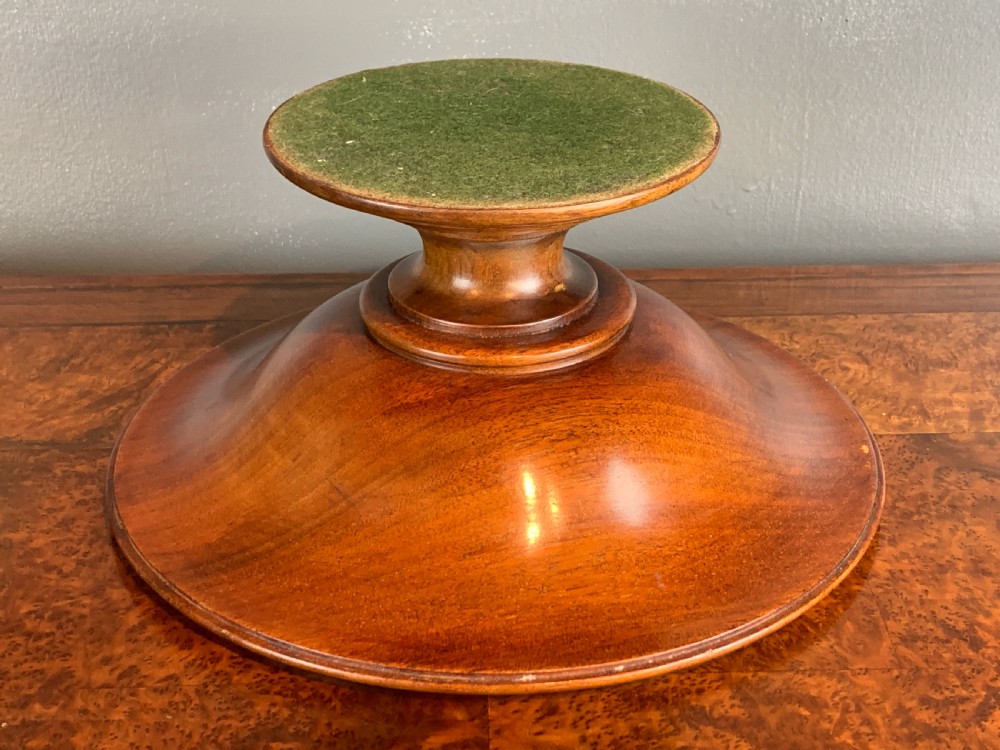 Edwardian turned mahogany comport with moulded rim View IV