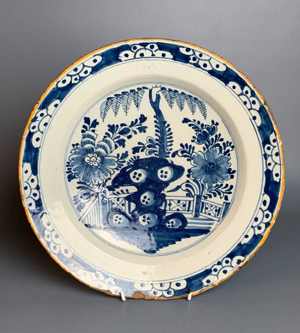 18th Century Delft blue & white charger plate