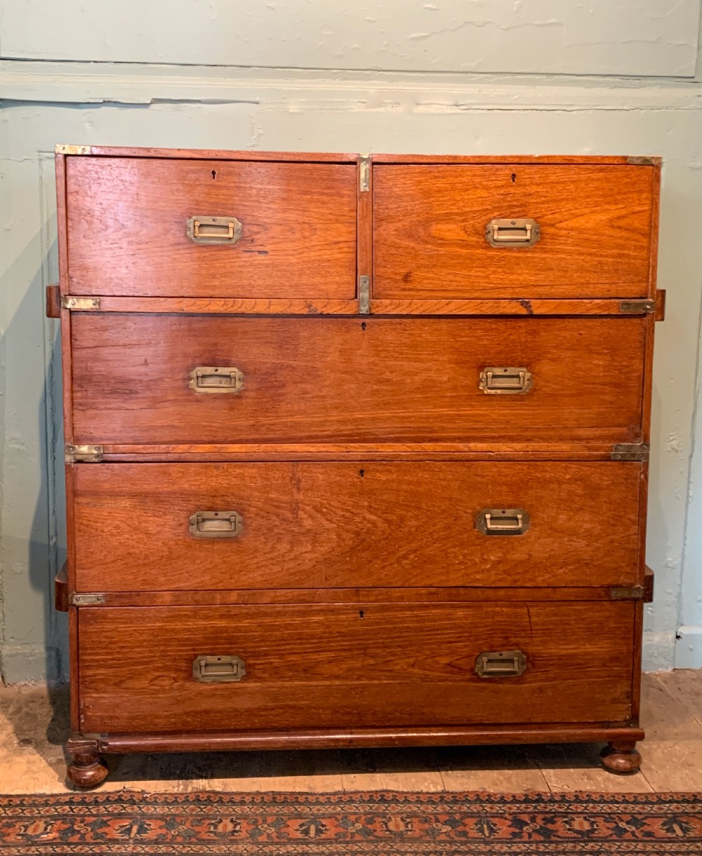 19th century brass bound teak military campaign chest View III