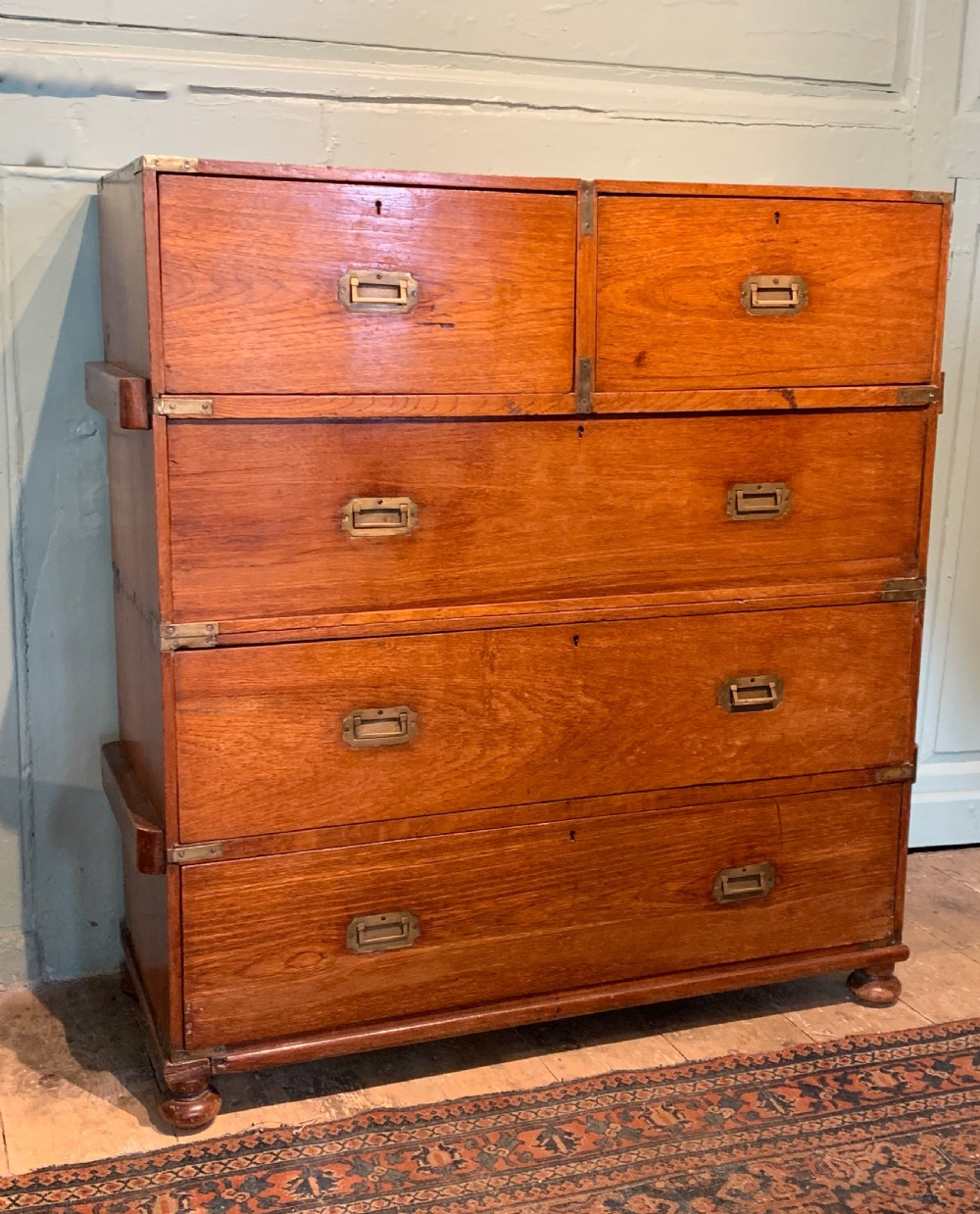19th century brass bound teak military campaign chest View IV