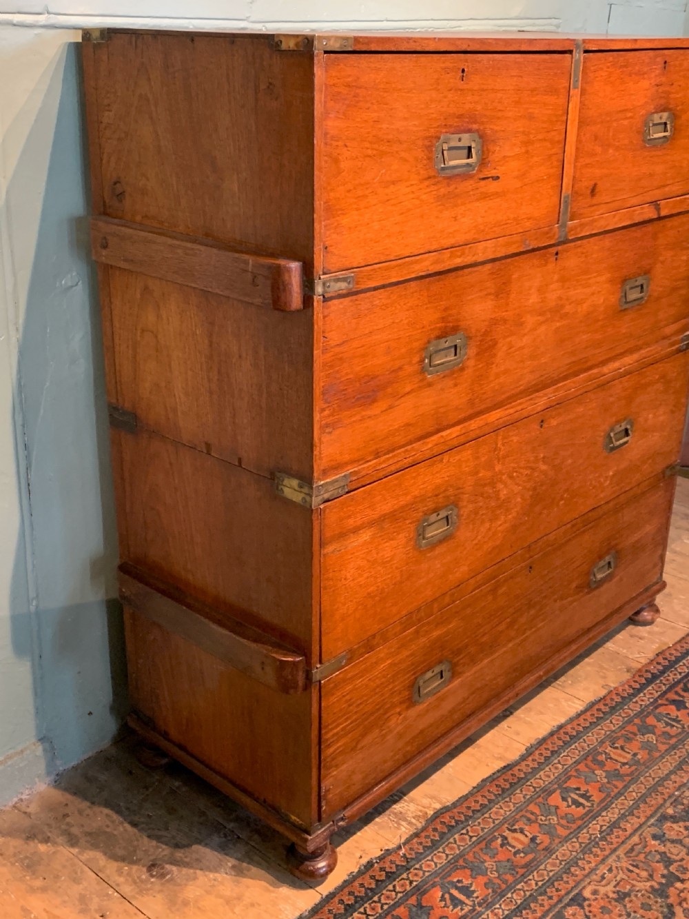 19th century brass bound teak military campaign chest View V