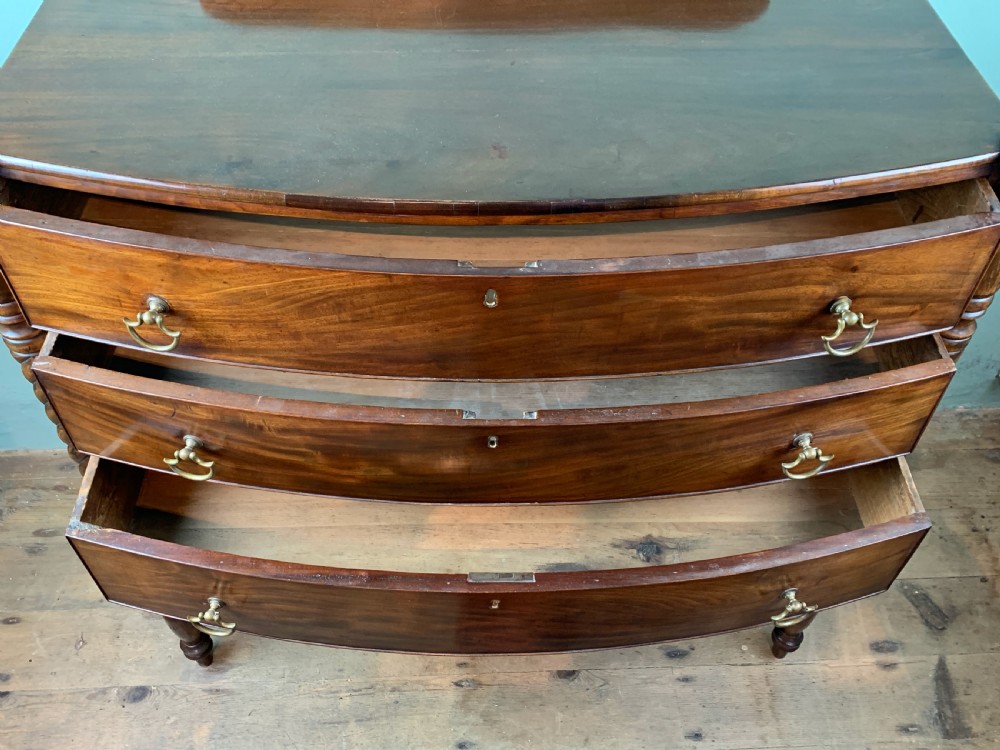 Regency mahogany chest of drawers with barley twist columns View VIII