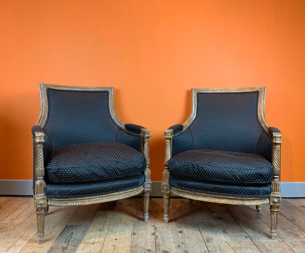 Pair of 19th century French Louis XVI revival armchairs View II