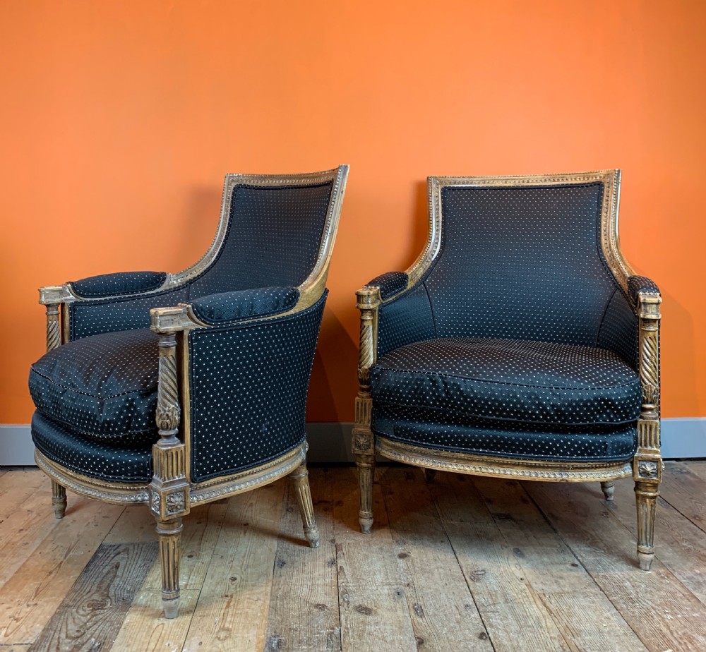 Pair of 19th century French Louis XVI revival armchairs View V