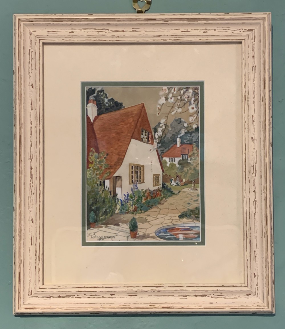 W.H. Wiltshire watercolour of cottages dated 1922