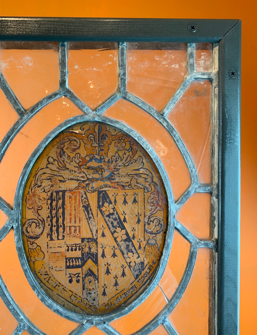 17th century armorial stained glass panel Clarke Woodchurch Kent dated 1614 View VII