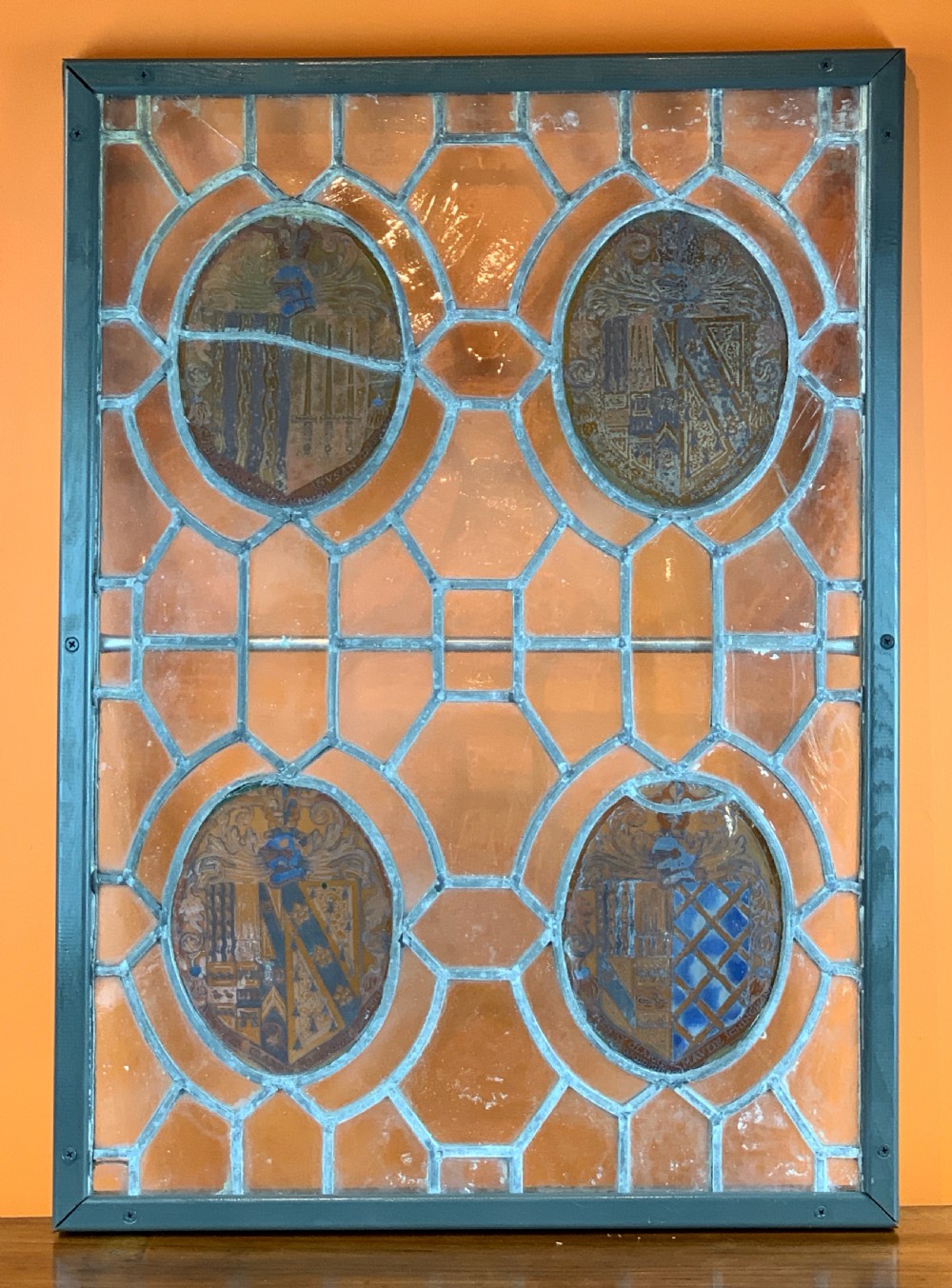 17th century armorial stained glass panel Clarke Woodchurch Kent dated 1614 View VIII