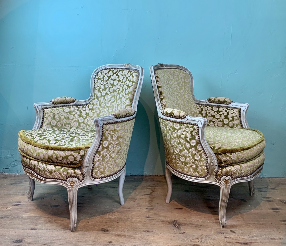 Pair of French Louis XV revival painted tub armchairs View IV
