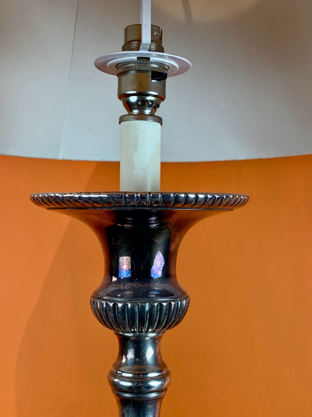 Silver plated table lamp in 17th century Florentine style View III