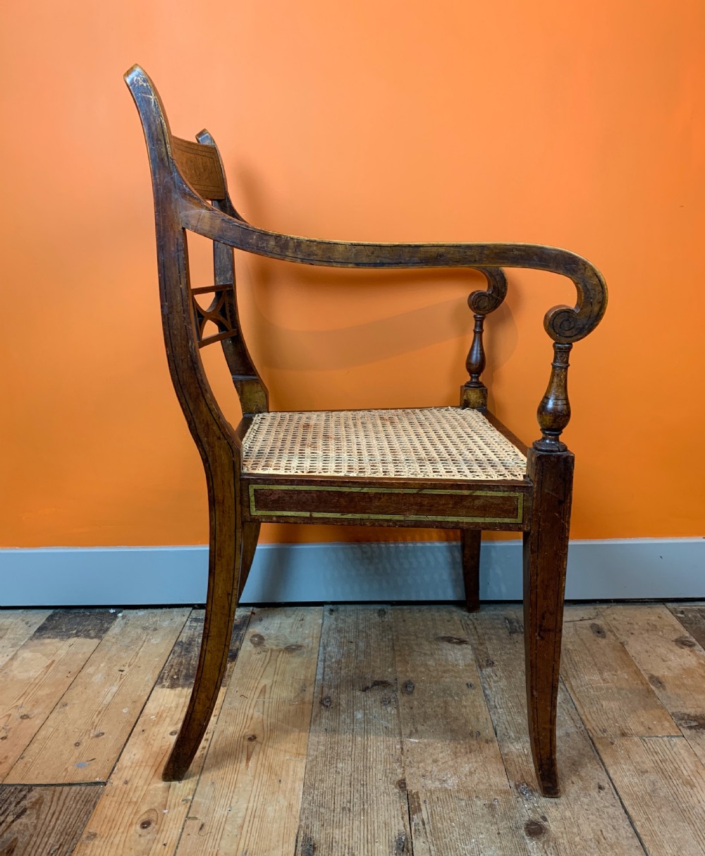 Regency beech open armchair with original painted decoration View IV