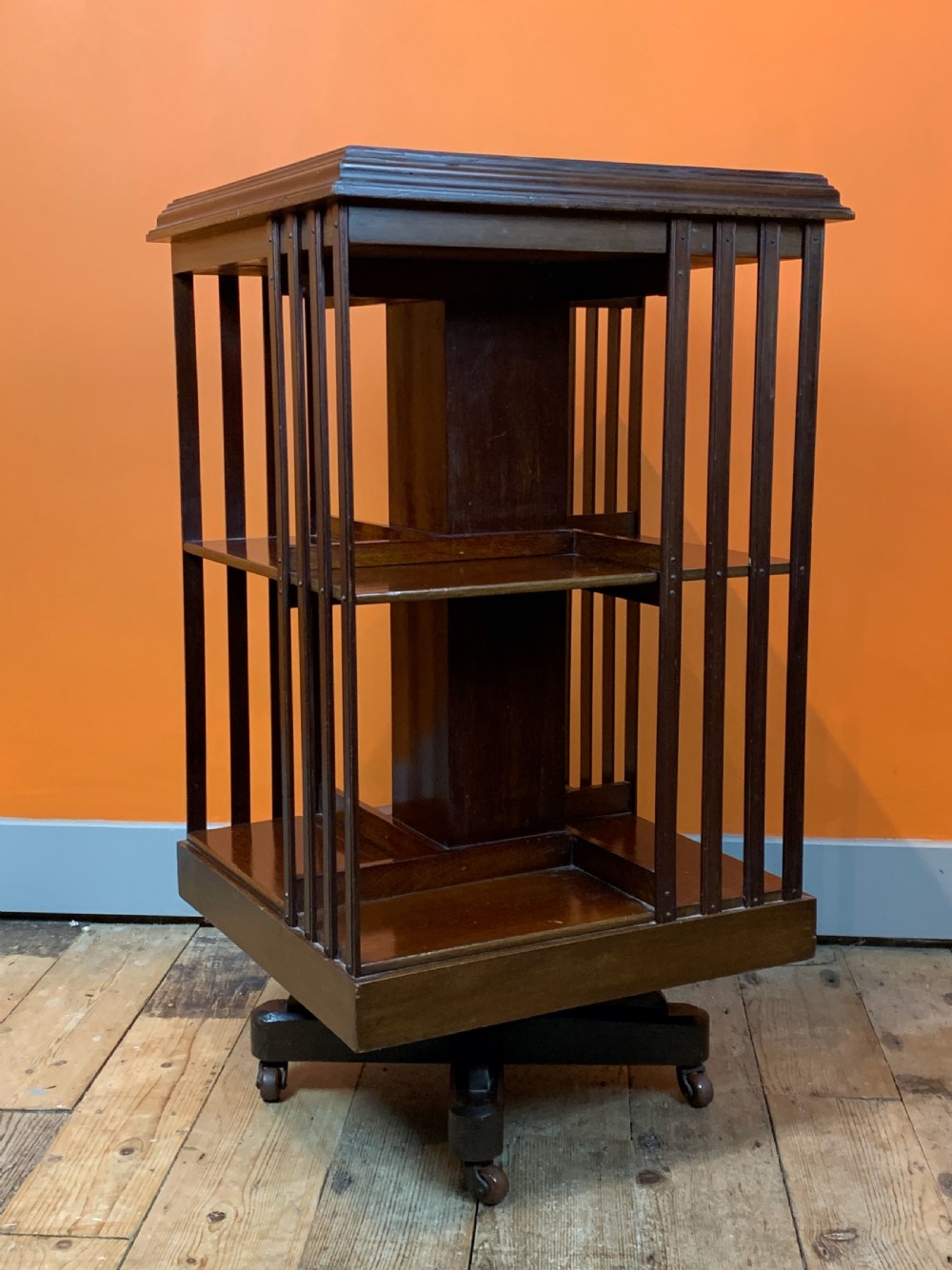 Edwardian Mahogany Revolving Library Bookcase View IV