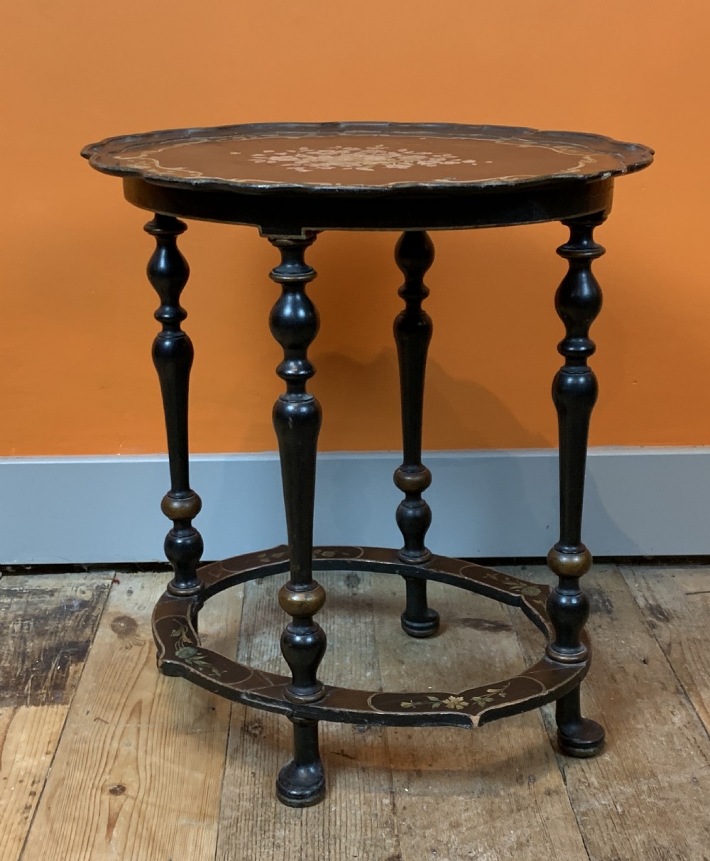 Italian hand painted ebonised occasional table View IV