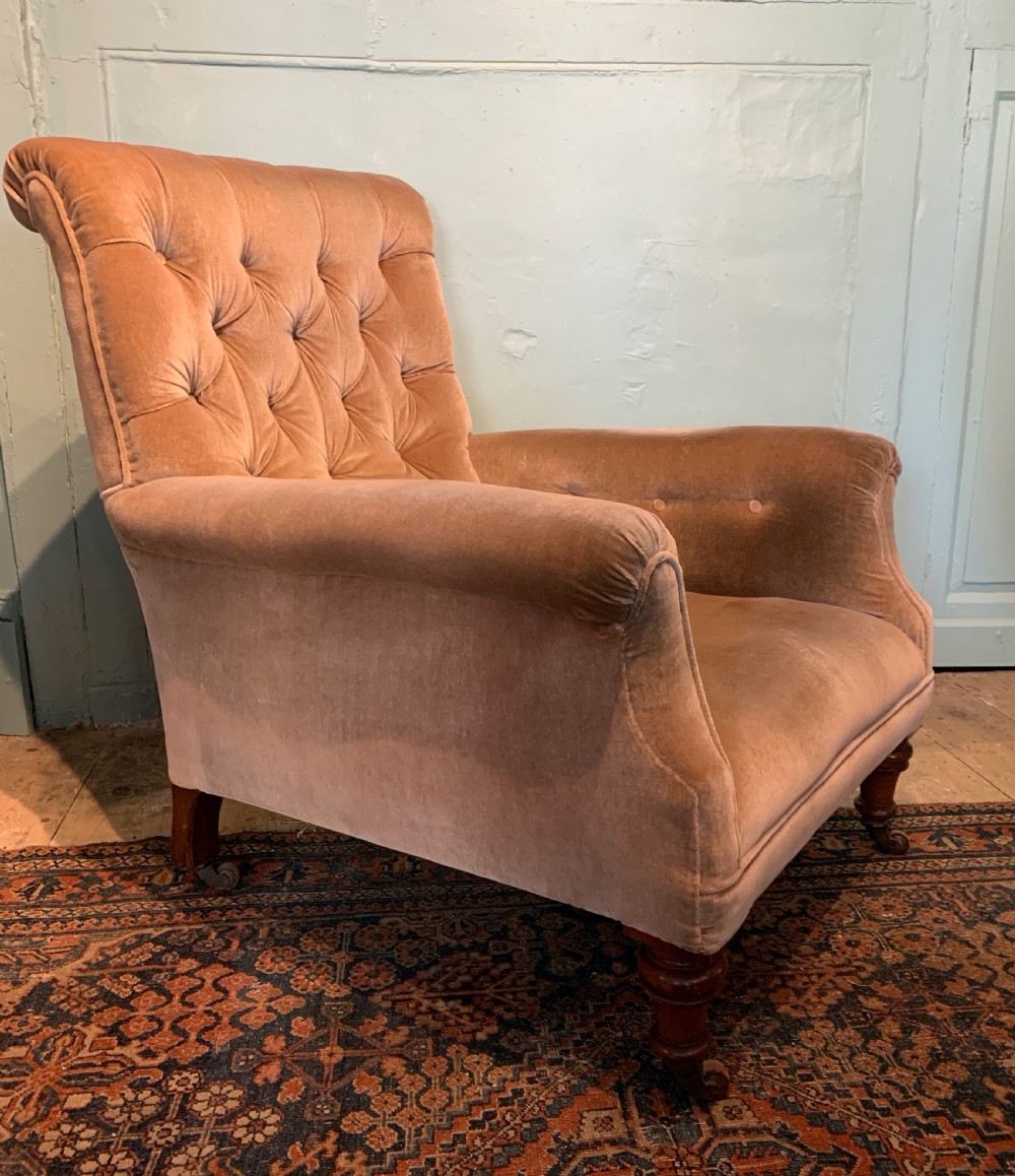 Victorian button back library armchair of generous proportions View II