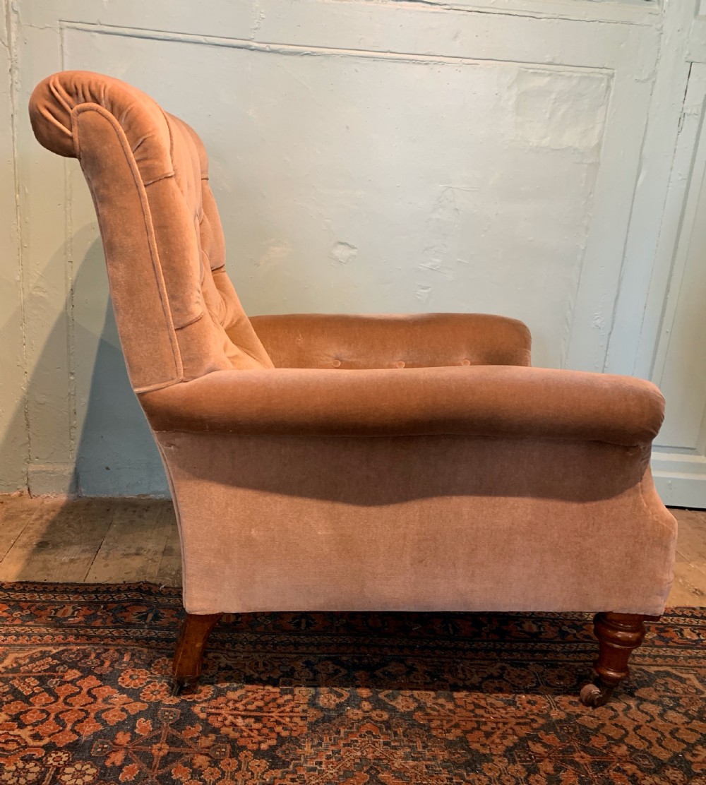 Victorian button back library armchair of generous proportions View V