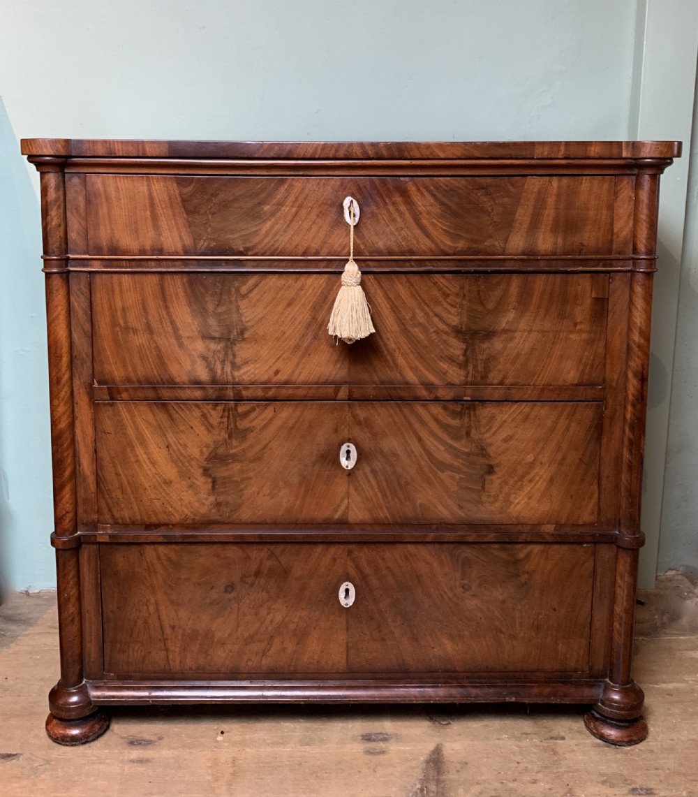 Continental mahogany commode of small proportions, mid 19th century