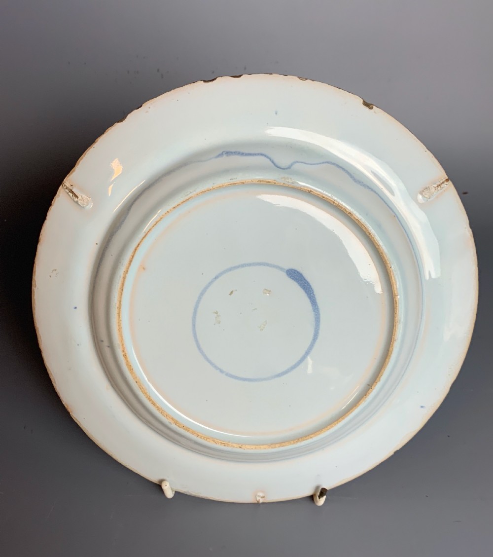 18th century English Delft Chinoiserie pattern blue & white plate View II