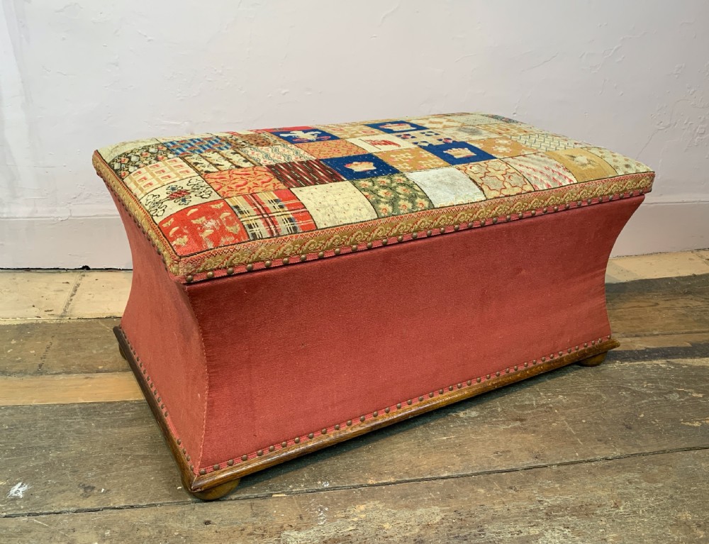 Victorian patchwork tapestry upholstered box ottoman Stool 