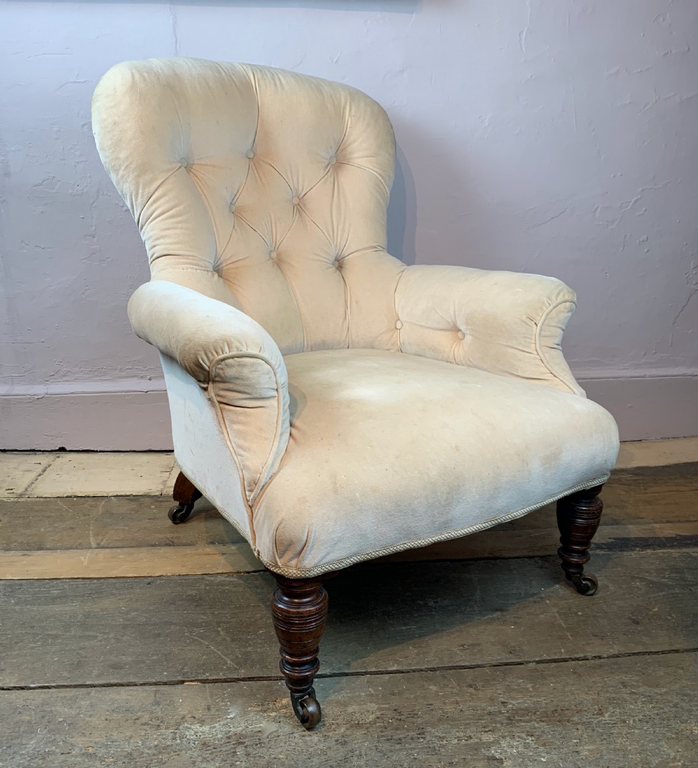Antique Victorian button back armchair