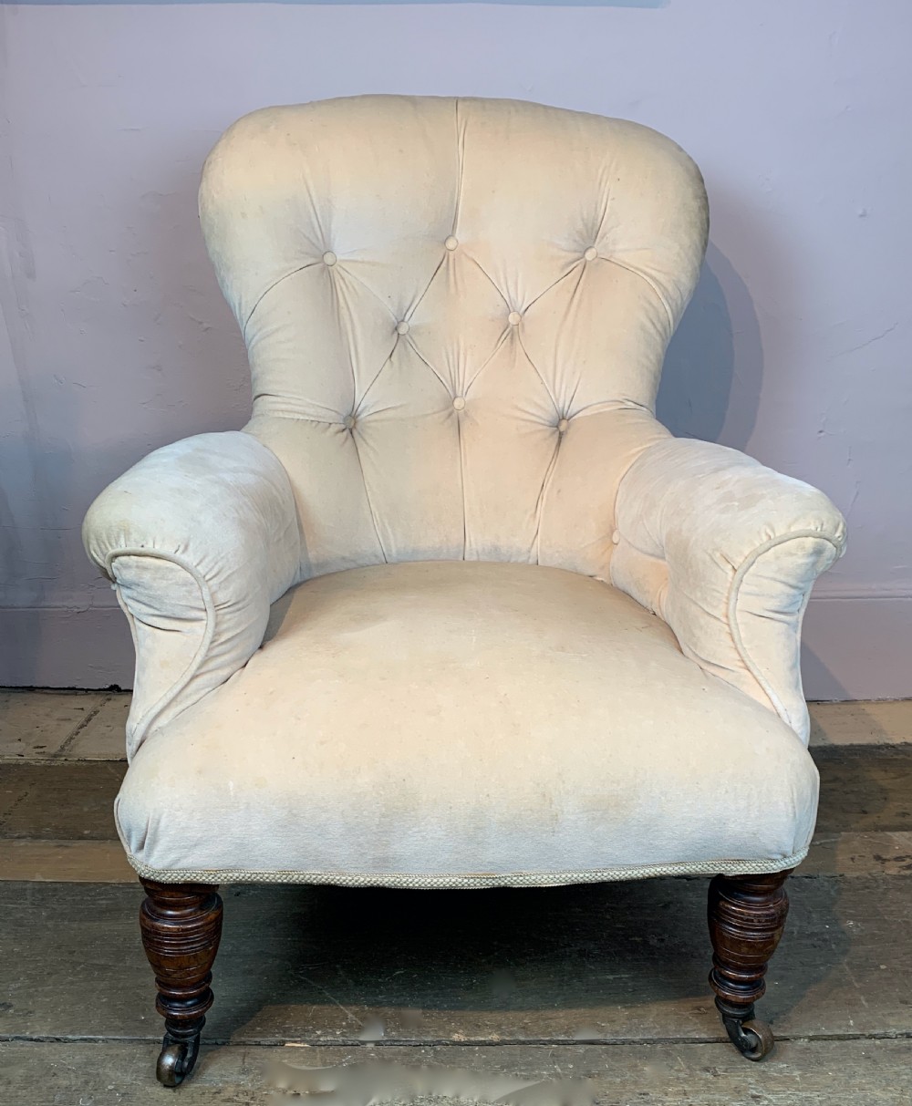 Antique Victorian button back armchair View II