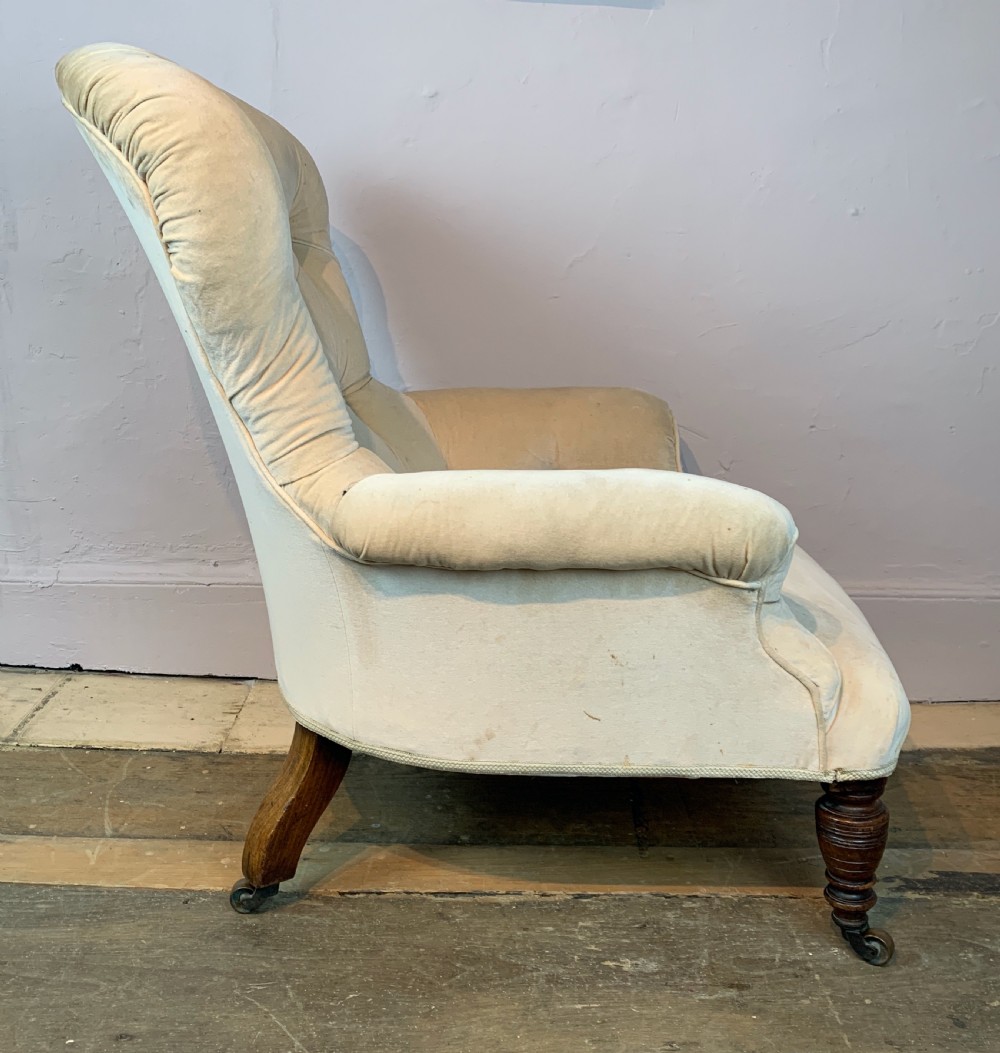 Antique Victorian button back armchair View III