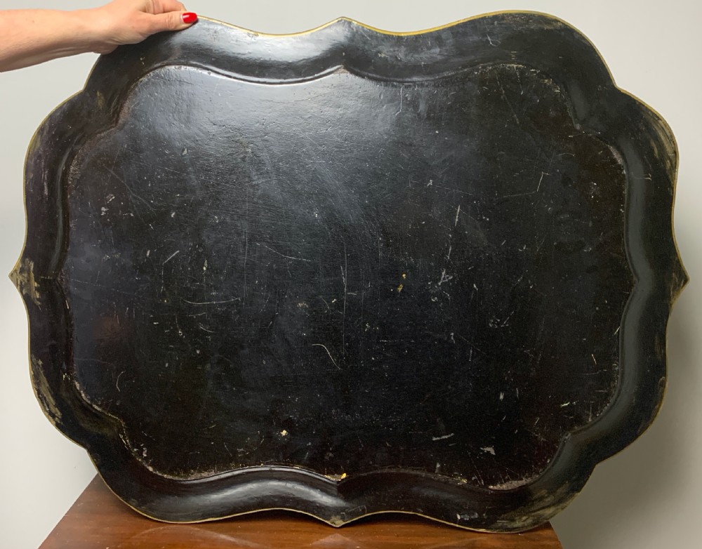 Regency Papier Mache tray painted with Cupid on a chariot pulled by turtles View VI