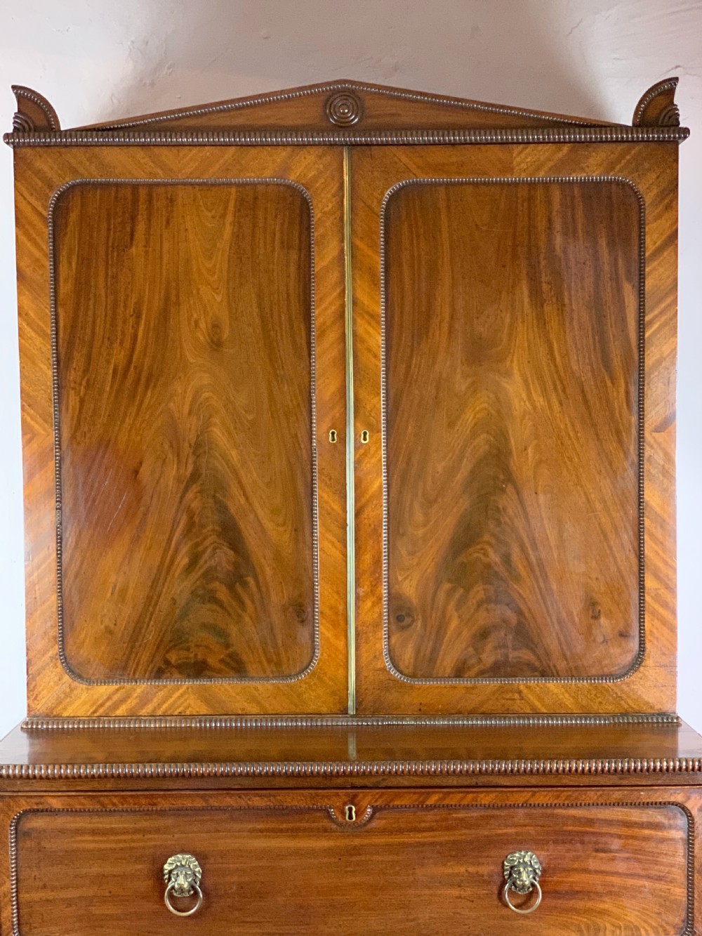Regency mahogany secretaire cabinet of architectural form View II