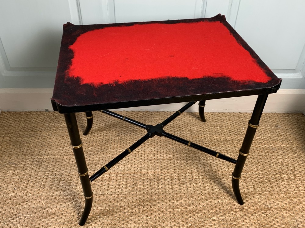 Victorian Jennens & Bettridge papier mache tray upon later faux bamboo stand View VIII