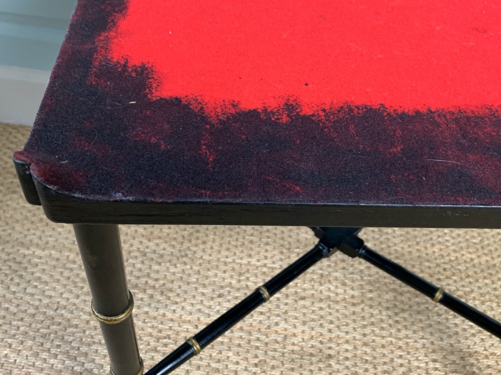 Victorian Jennens & Bettridge papier mache tray upon later faux bamboo stand View IX