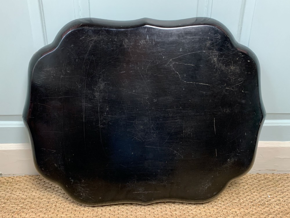 Victorian Jennens & Bettridge papier mache tray upon later faux bamboo stand View XI