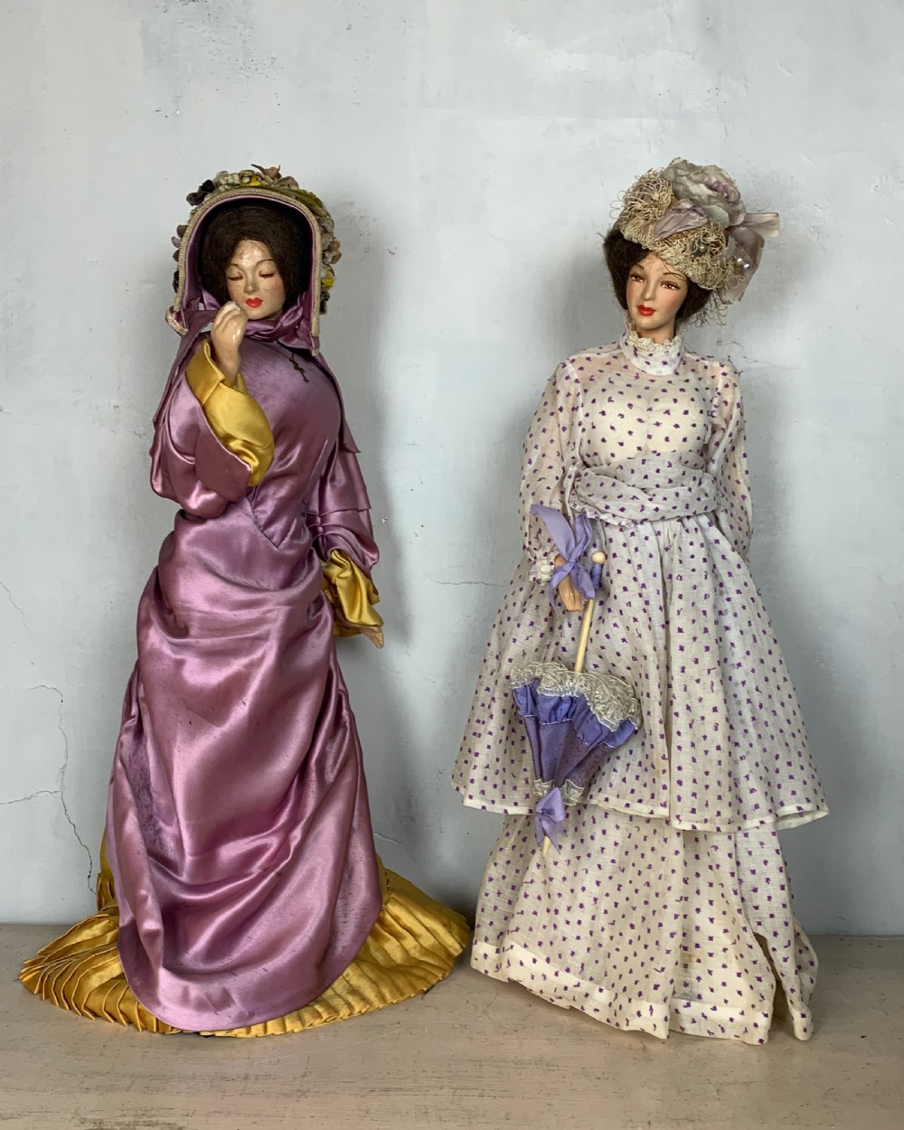 Collection of nine large French fashion dolls in Edwardian costume View III