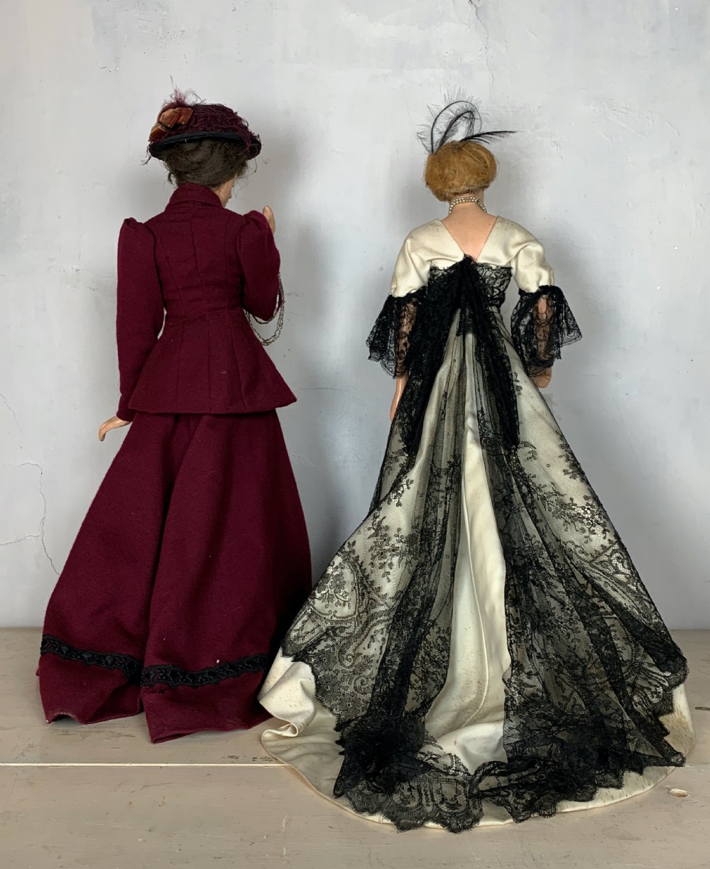 Collection of nine large French fashion dolls in Edwardian costume View VII