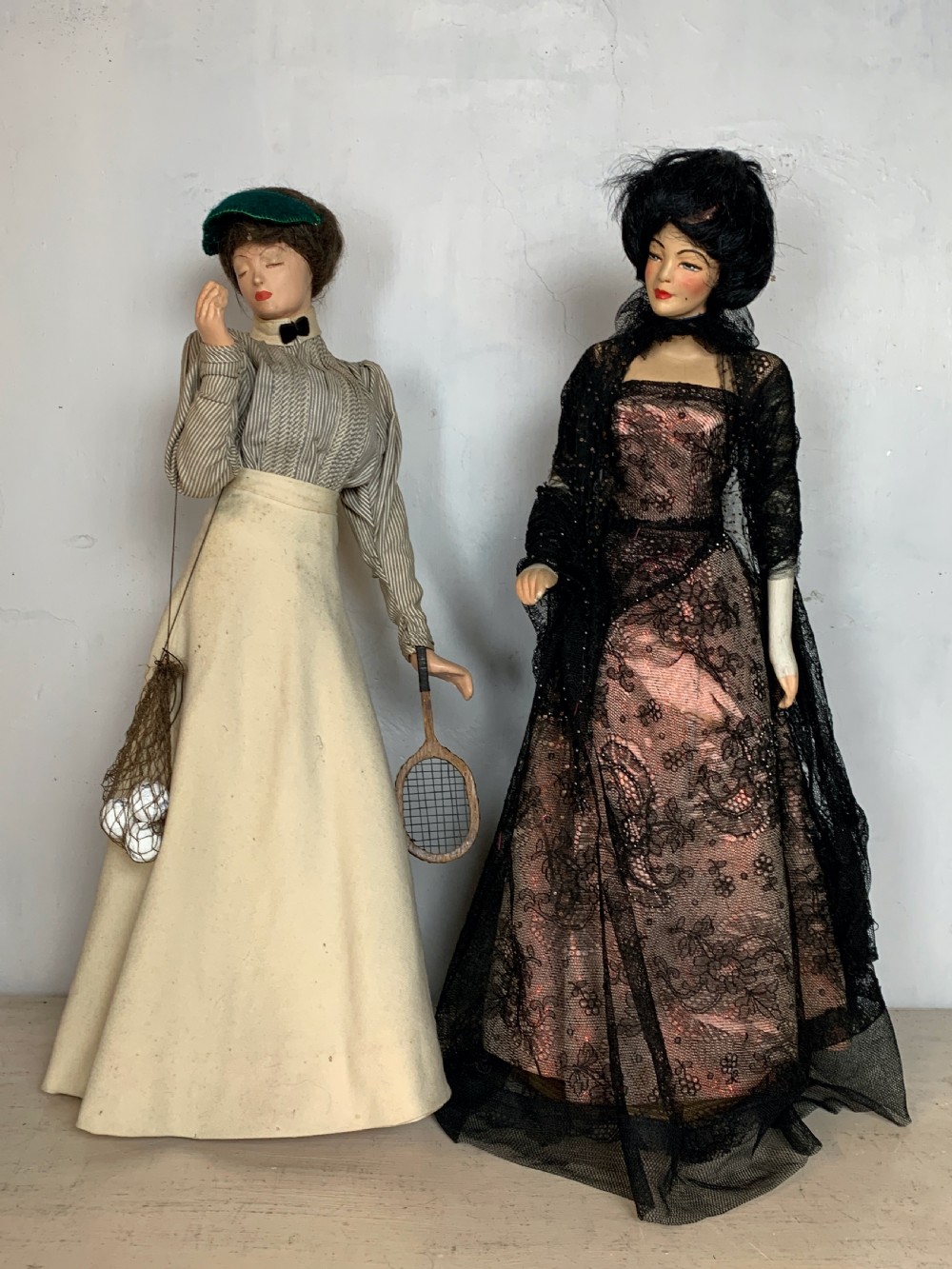Collection of nine large French fashion dolls in Edwardian costume View VIII
