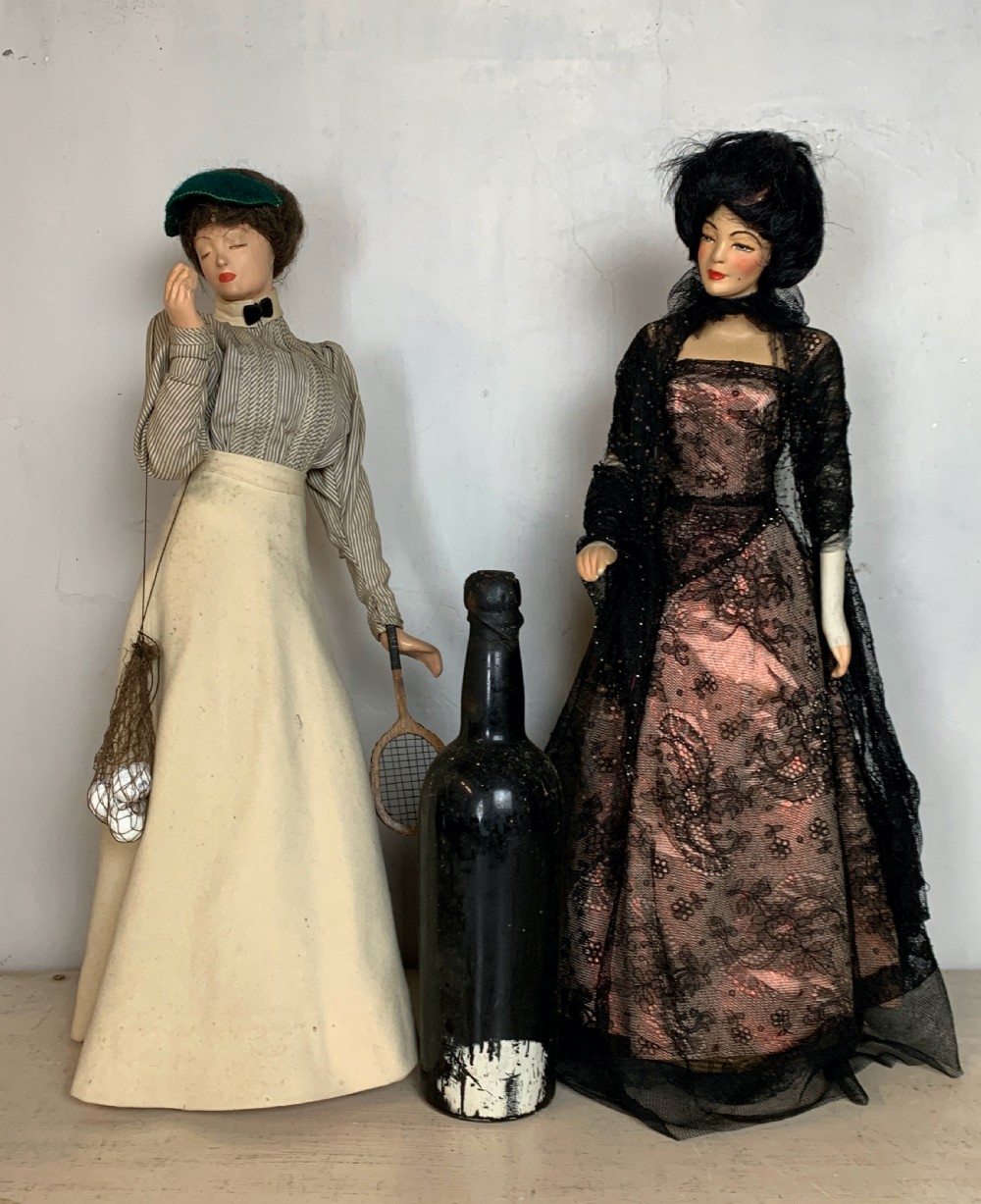 Collection of nine large French fashion dolls in Edwardian costume View IX