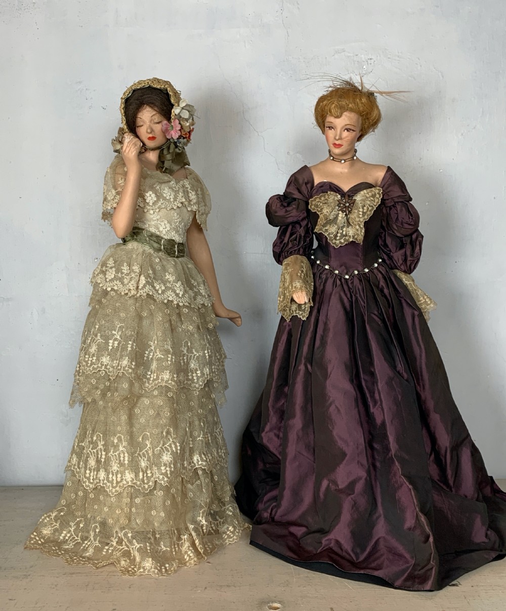 Collection of nine large French fashion dolls in Edwardian costume View XIII