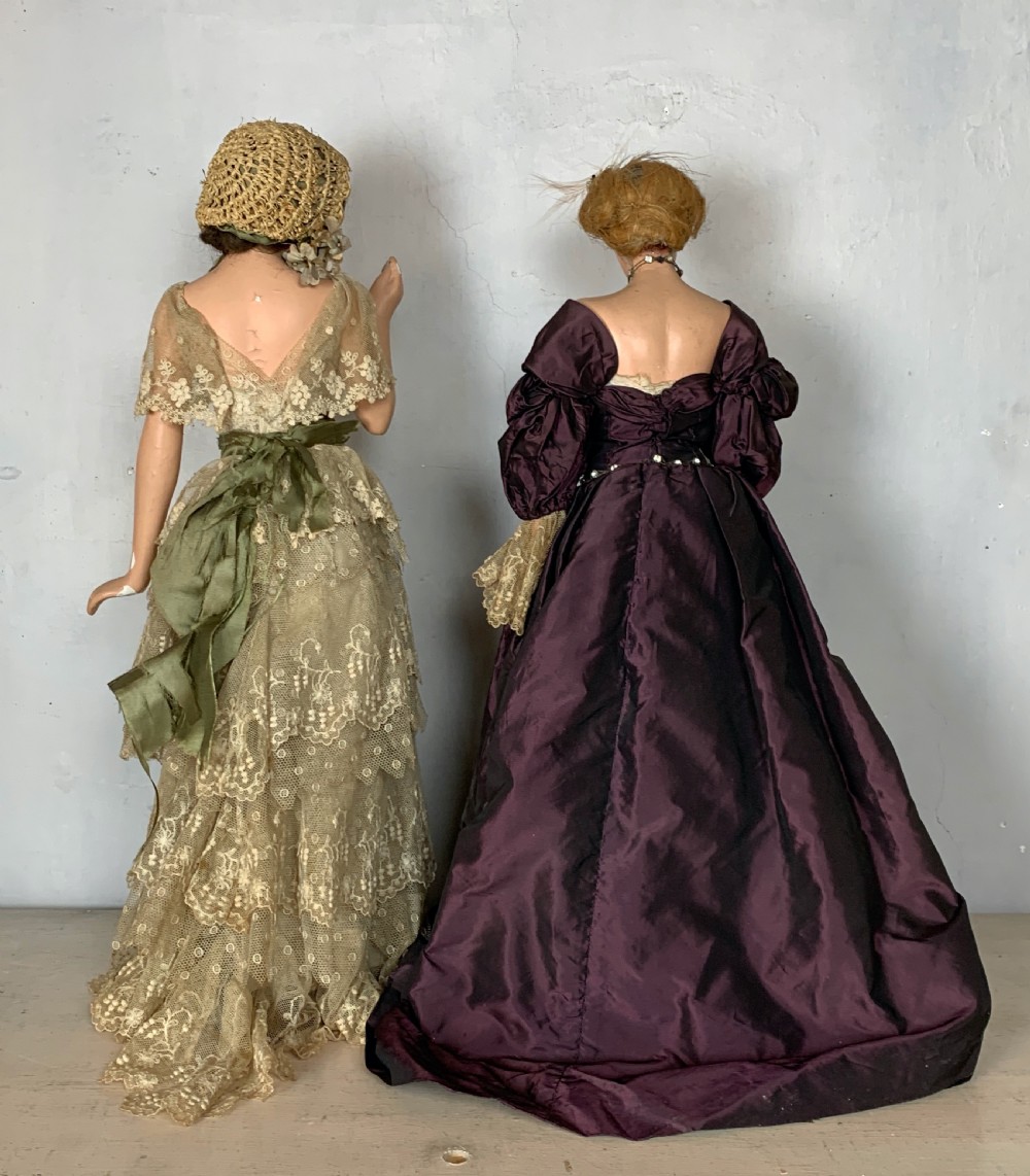 Collection of nine large French fashion dolls in Edwardian costume View XV