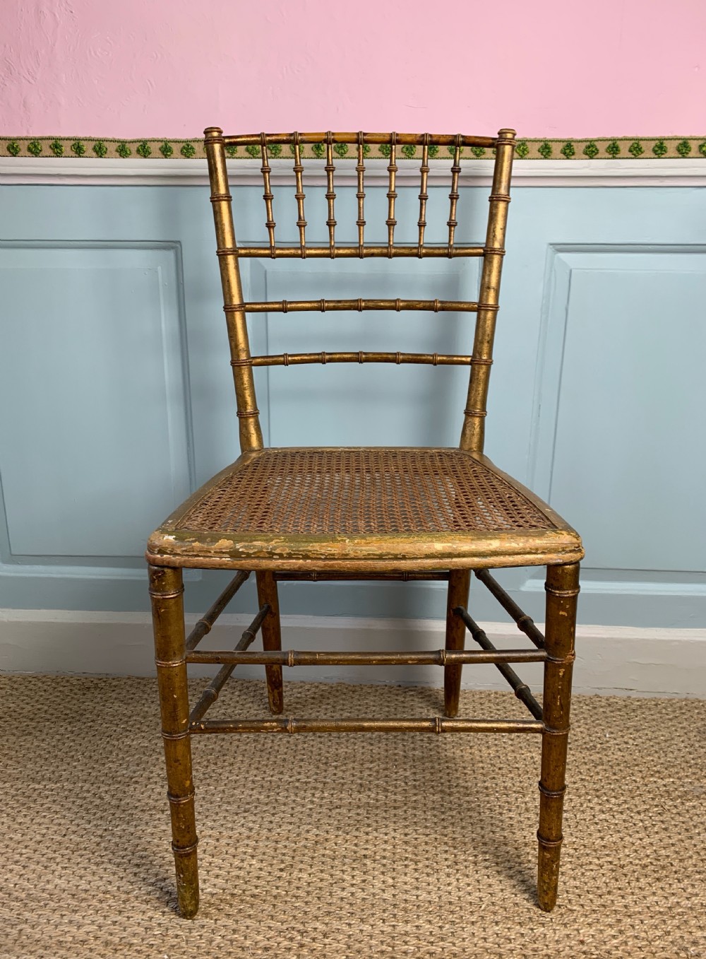 Antique gilt faux bamboo occasional chair View III