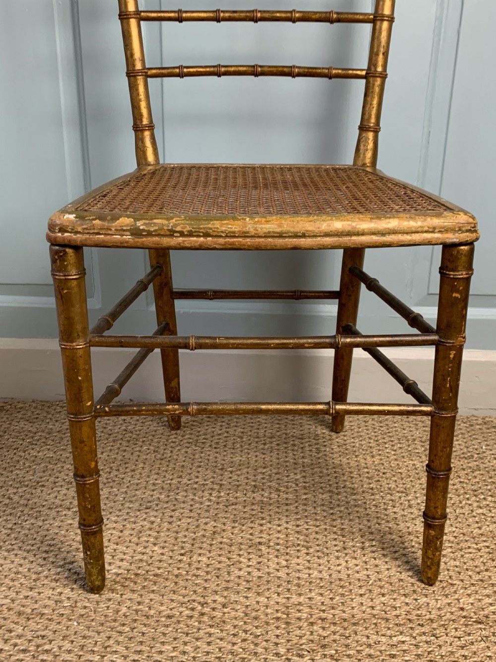 Antique gilt faux bamboo occasional chair View IV