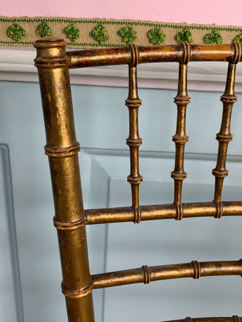 Antique gilt faux bamboo occasional chair View V