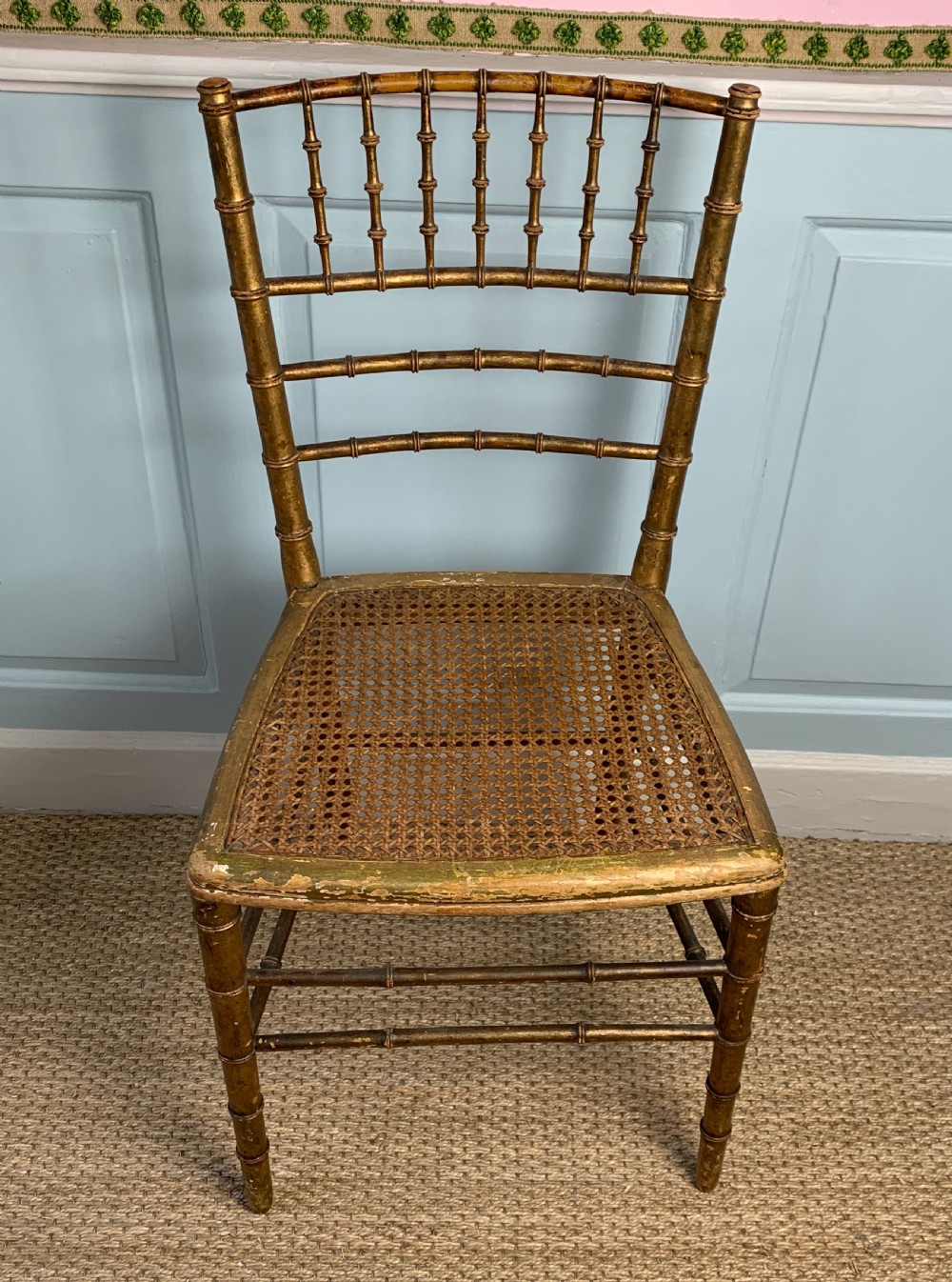Antique gilt faux bamboo occasional chair View VI