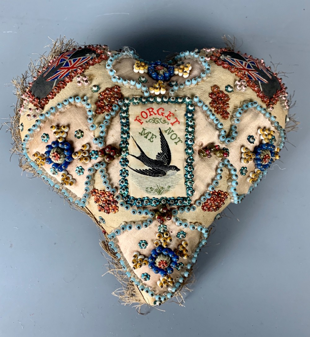 Victorian Forget Me Not sweetheart pin cushion
