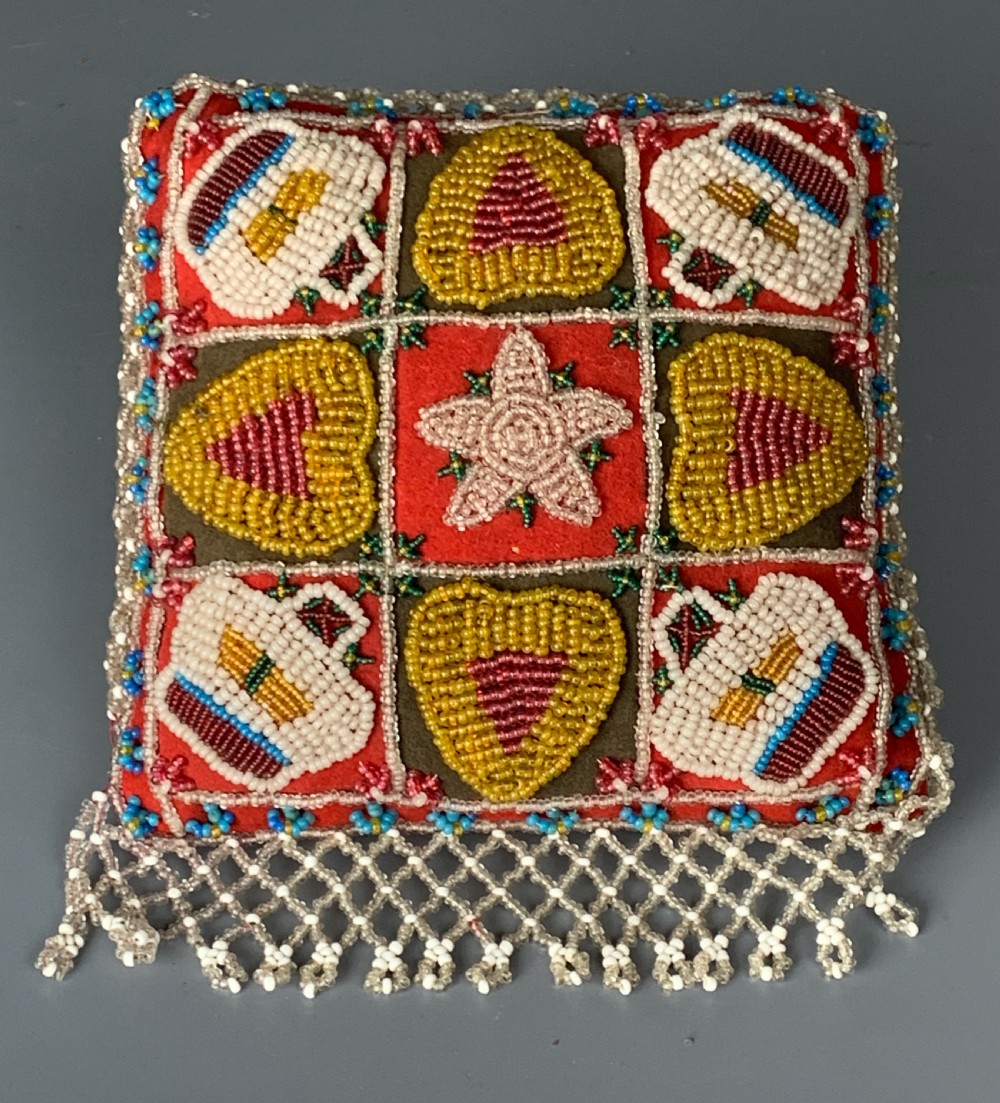 Victorian Beadwork Sweetheart Pin Cushion View II