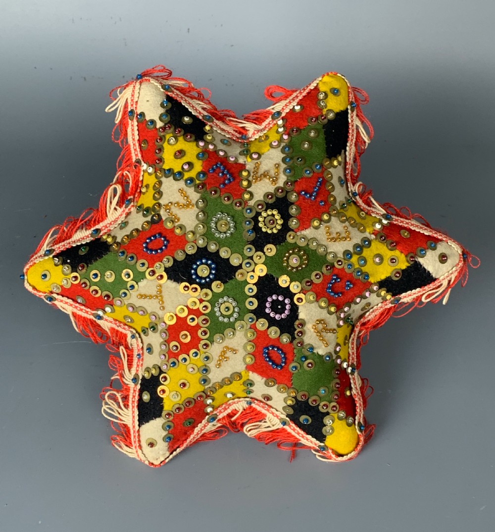 Victorian Forget Me Not star shaped sweetheart pin cushion View II