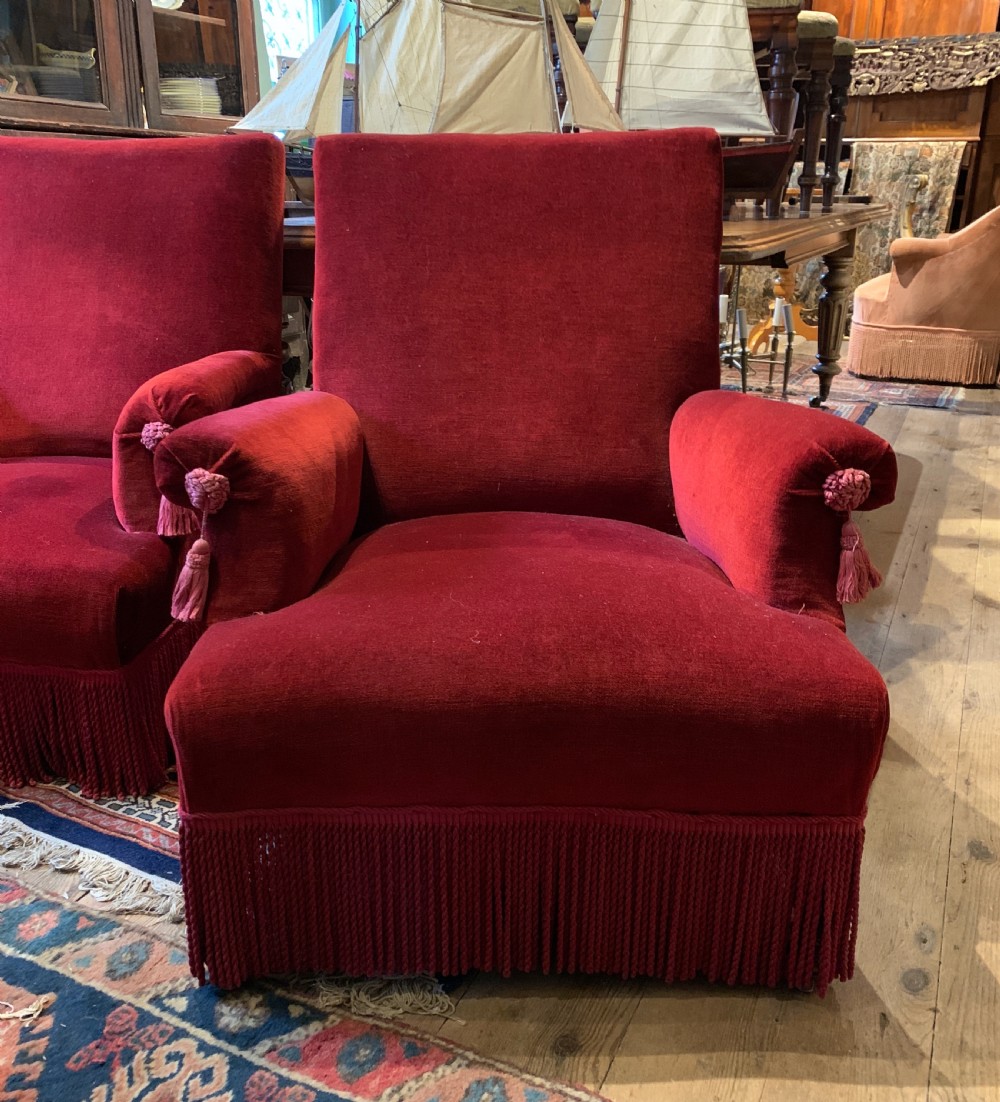 Pair of French Napoleon III armchairs of generous proportions View II