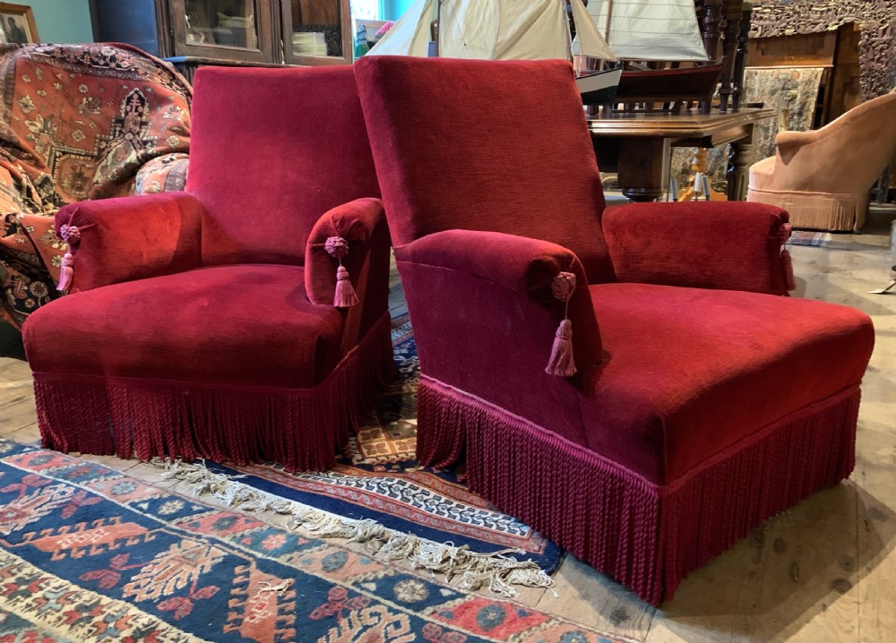 Pair of French Napoleon III armchairs of generous proportions View IV