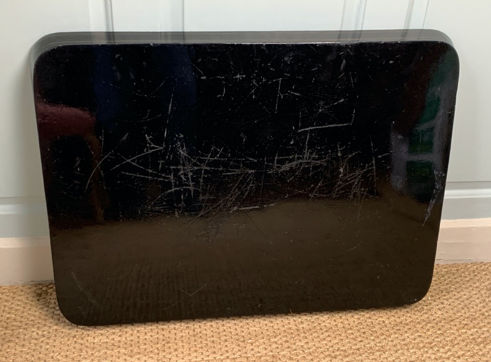 Large Regency papier mache tray upon later faux bamboo stand View IX