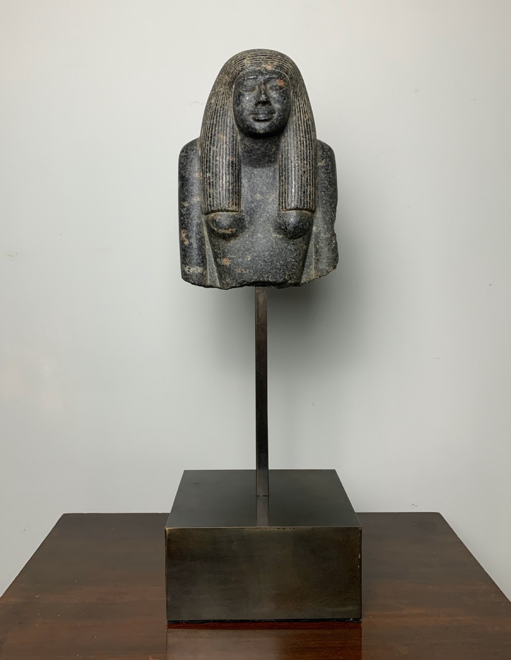 Large After The Antique carved granite bust of an Egyptian noblewoman View III